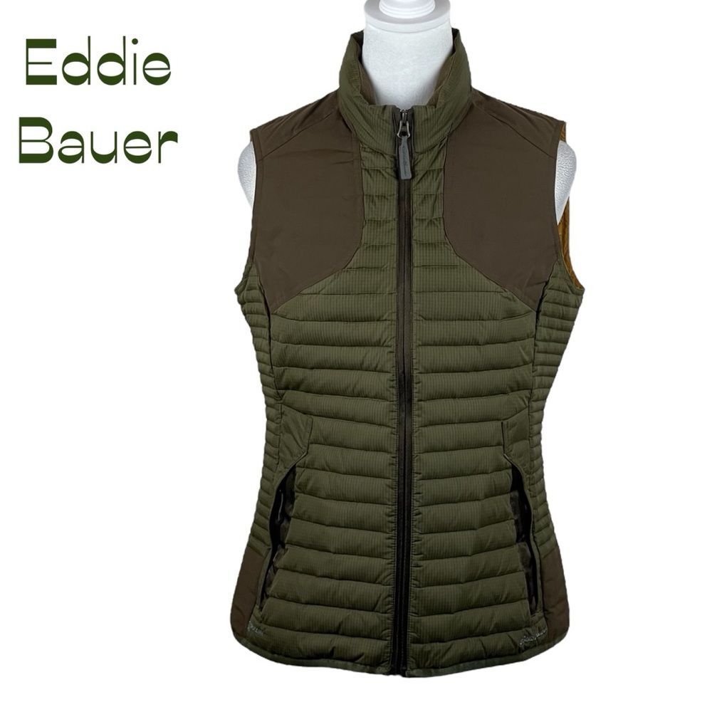 Eddie Bauer Army Green Goose Down Quilted Vest Size S